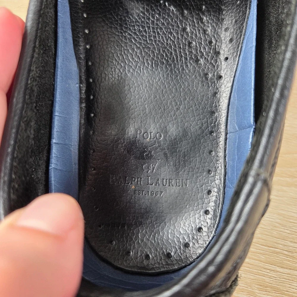 Polo Ralph Lauren Leather Driving Loafers Black Slip On Men's Sz 10? Moc Toe